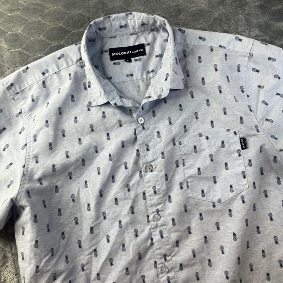 Molokai Surf Co. Other - Molokai Surf Co Pineapple Button Down Large Blue Short Sleeve Tropical Shirt